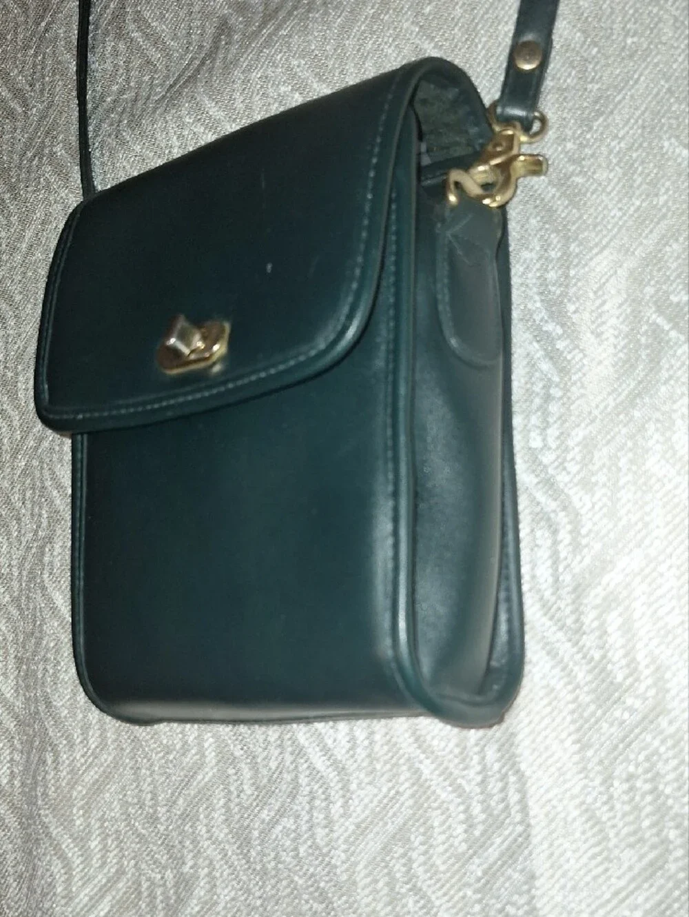 Classic Small Leather Crossbody Bag in Dark Green